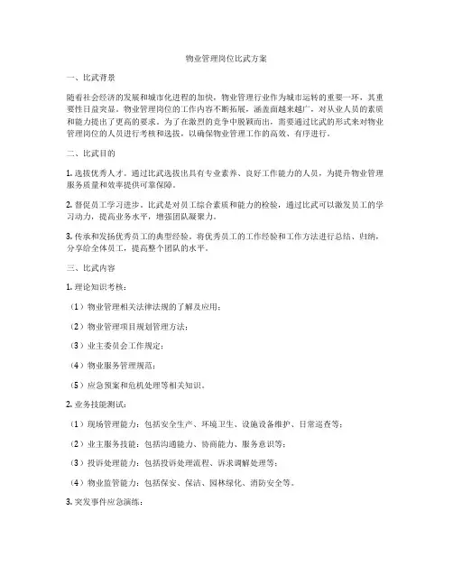 物业管理岗位比武方案
