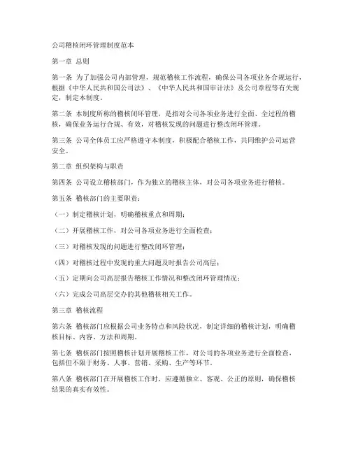 公司稽核闭环管理制度范本