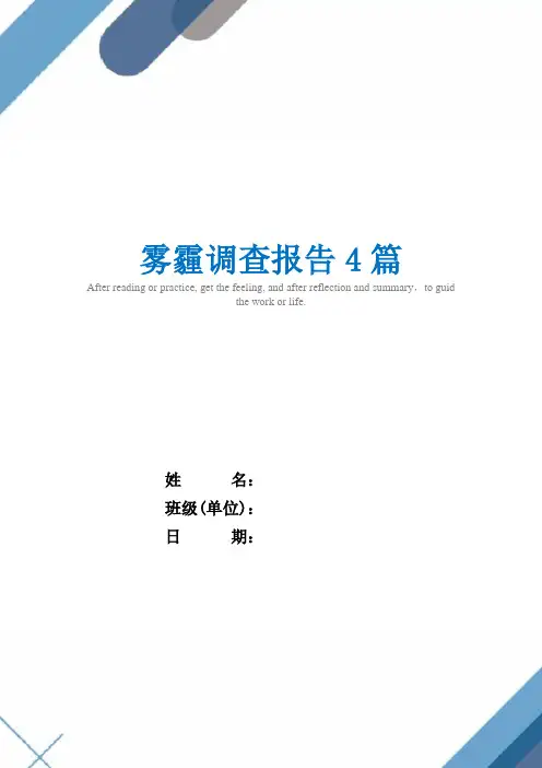 雾霾调查报告4篇精选