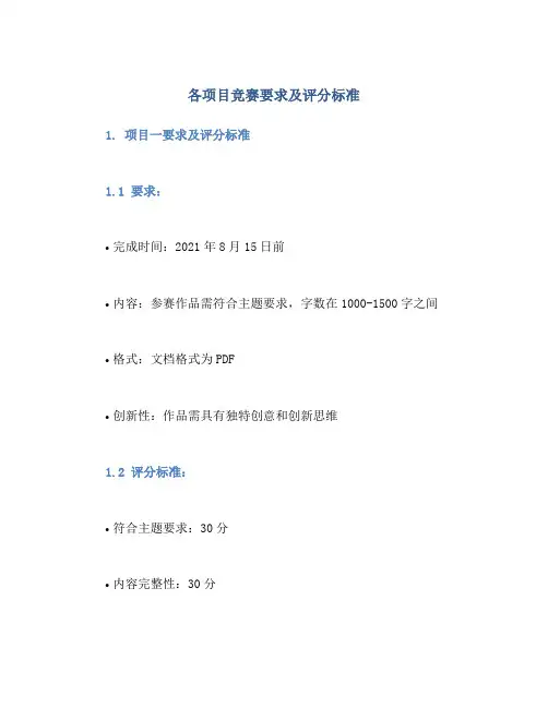 各项目竞赛要求及评分标准