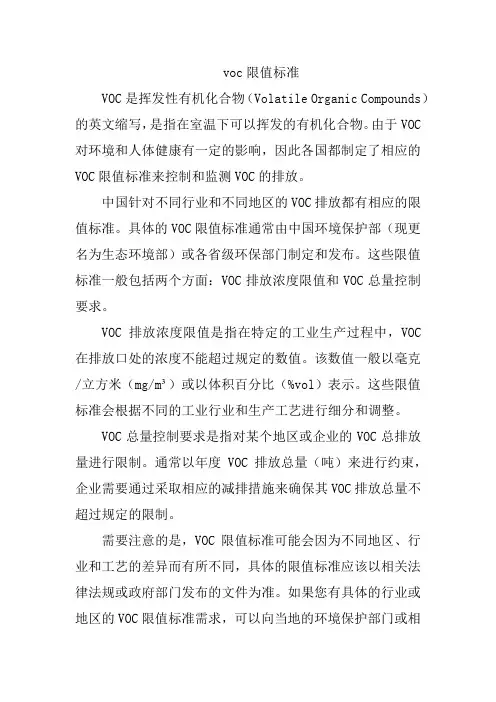 voc限值标准