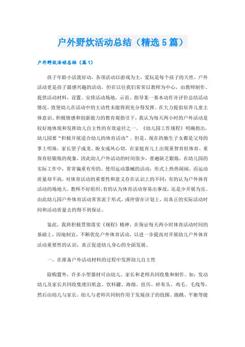 户外野炊活动总结(精选5篇)