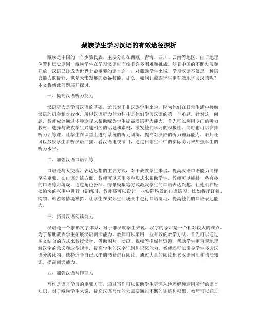 藏族学生学习汉语的有效途径探析