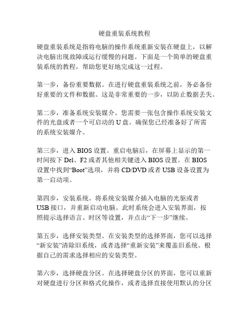 硬盘重装系统教程