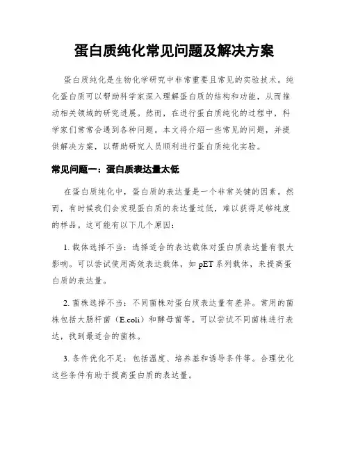 蛋白质纯化常见问题及解决方案