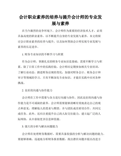 会计职业素养的培养与提升会计师的专业发展与素养
