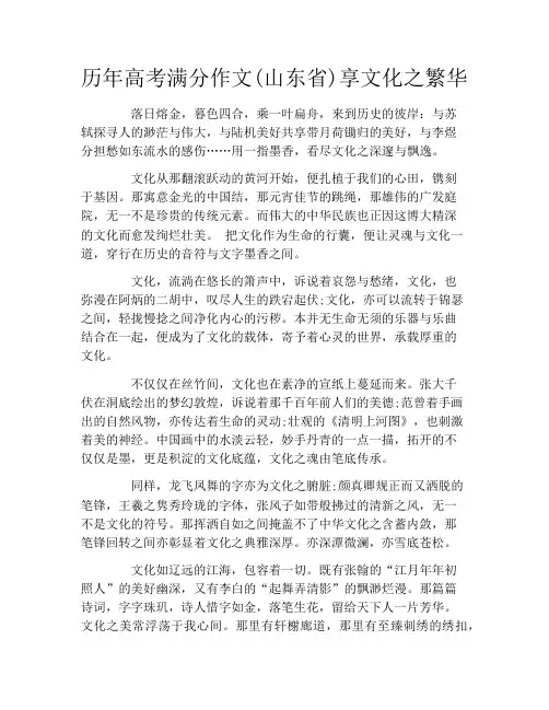 历年高考满分作文(山东省)享文化之繁华