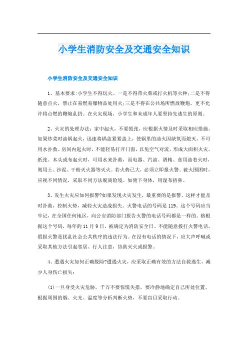 小学生消防安全及交通安全知识