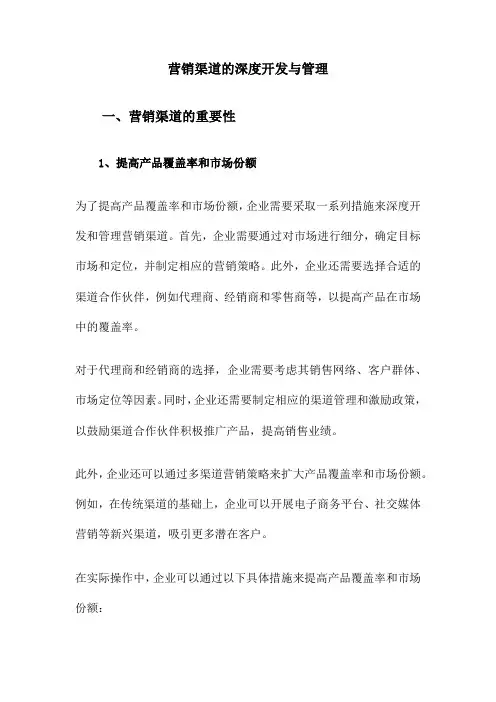 营销渠道的深度开发与管理