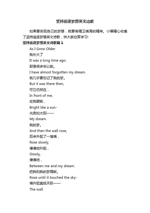 坚持追逐梦想英文诗歌