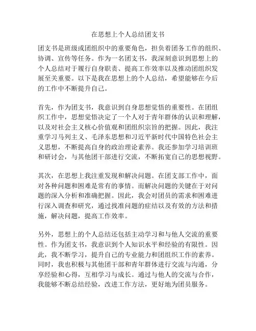 在思想上个人总结团支书