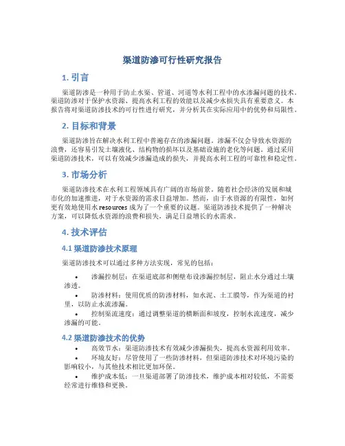 渠道防渗可行性研究报告