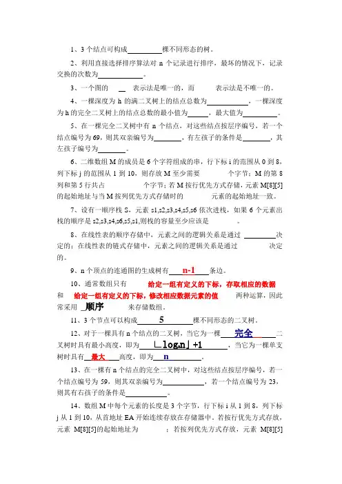 理工大学数据结构期末考试练习题2