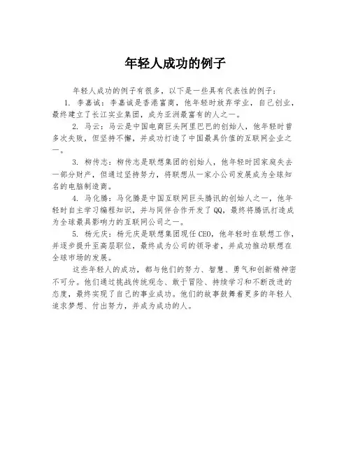 年轻人成功的例子