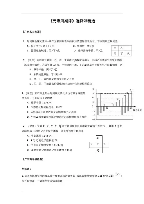 高考选择试题库(元素周期律)