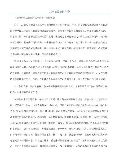 从严治警心得体会