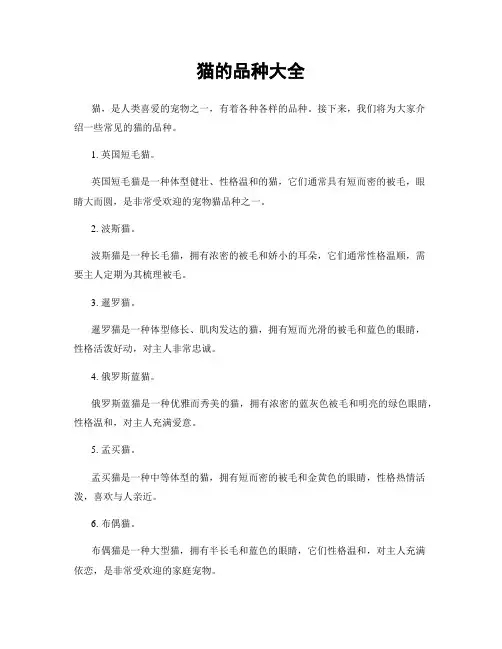猫的品种大全