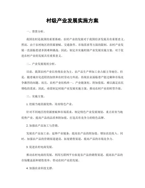 村级产业发展实施方案