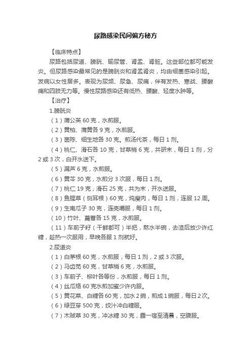 尿路感染民间偏方秘方