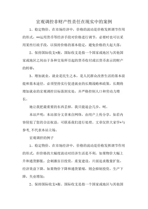 宏观调控非财产性责任在现实中的案例