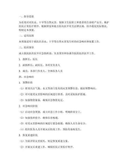 卫生院防洪抗旱应急预案