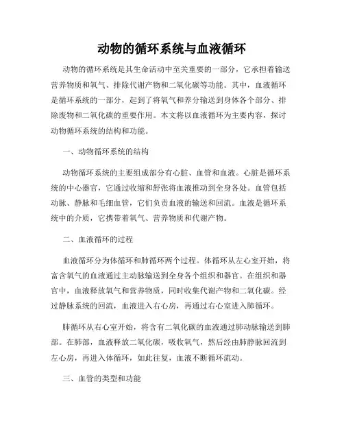 动物的循环系统与血液循环
