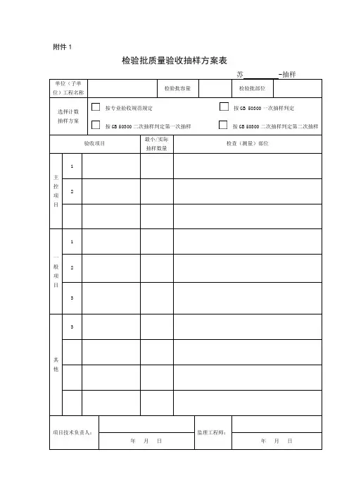 检验批质量验收抽样方案表