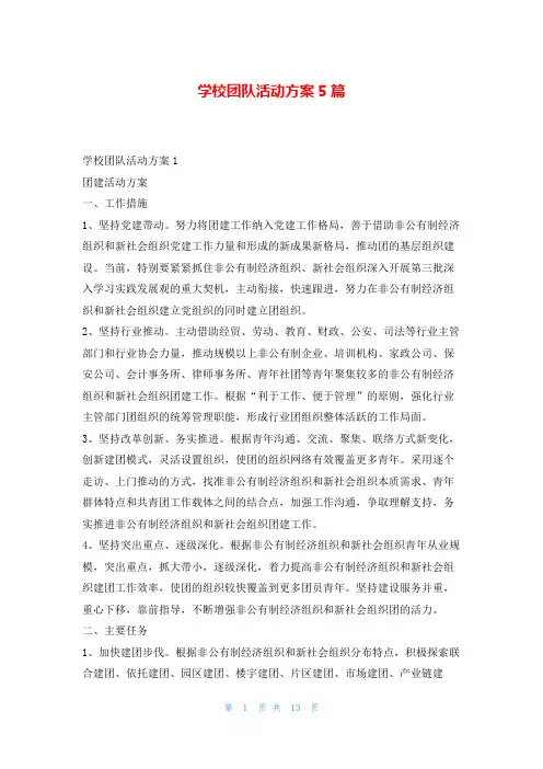 学校团队活动方案5篇