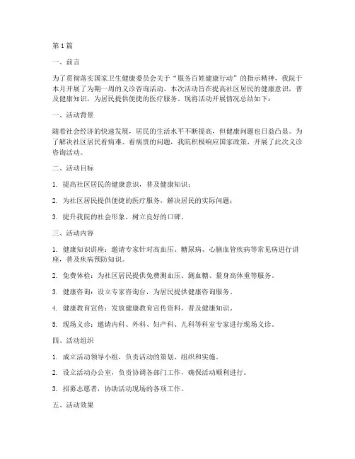 义诊咨询总结报告范文(3篇)