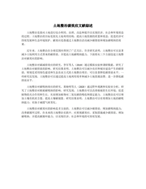 土地整治碳效应文献综述
