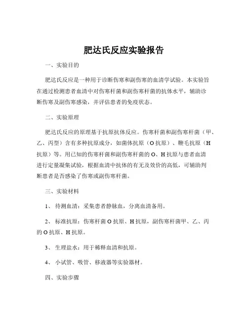 肥达氏反应实验报告