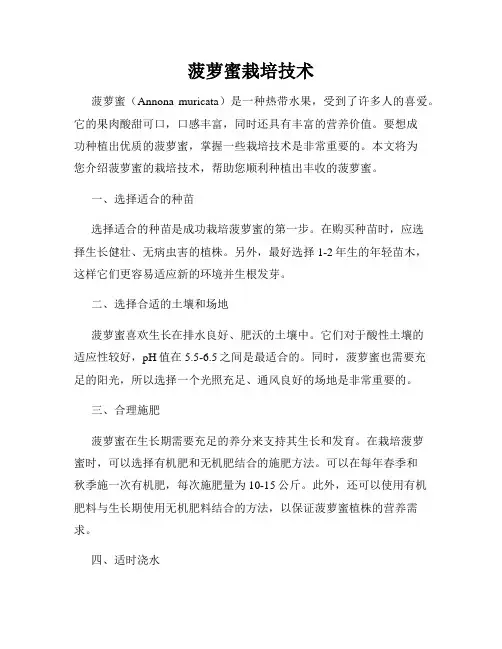菠萝蜜栽培技术