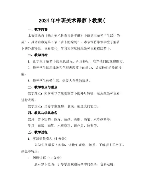 2024年中班美术课萝卜教案(