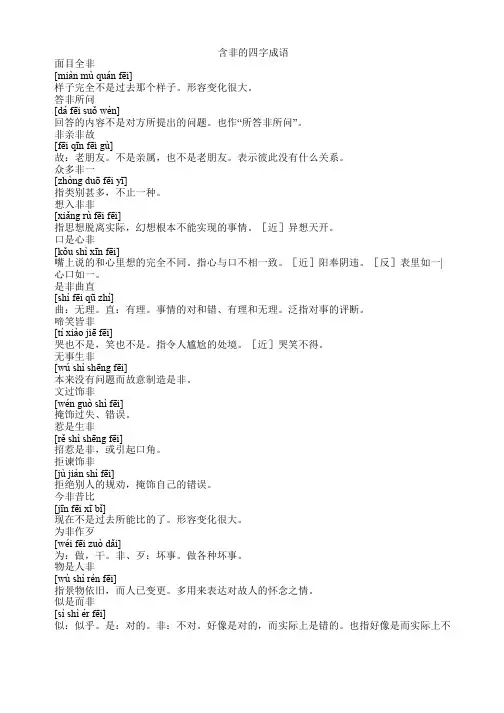 含非的四字成语