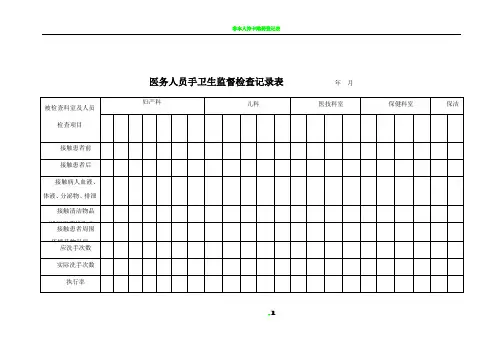 医务人员手卫生监督检查记录表