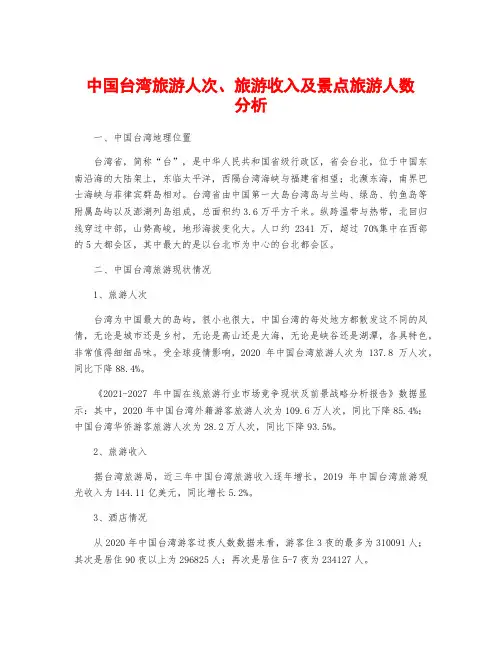 中国台湾旅游人次、旅游收入及景点旅游人数分析