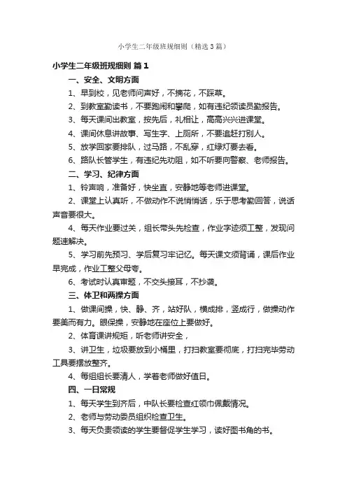 小学生二年级班规细则（精选3篇）