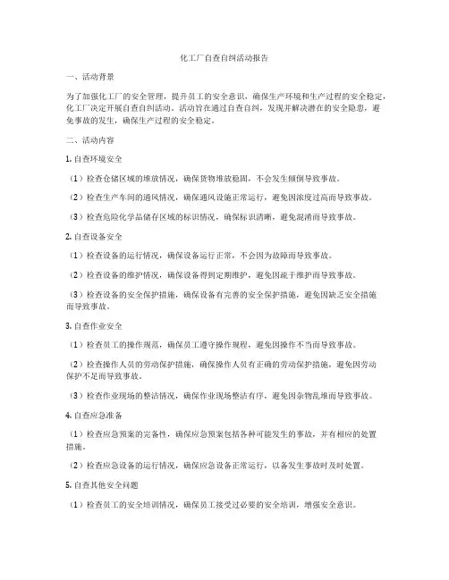 化工厂自查自纠活动报告