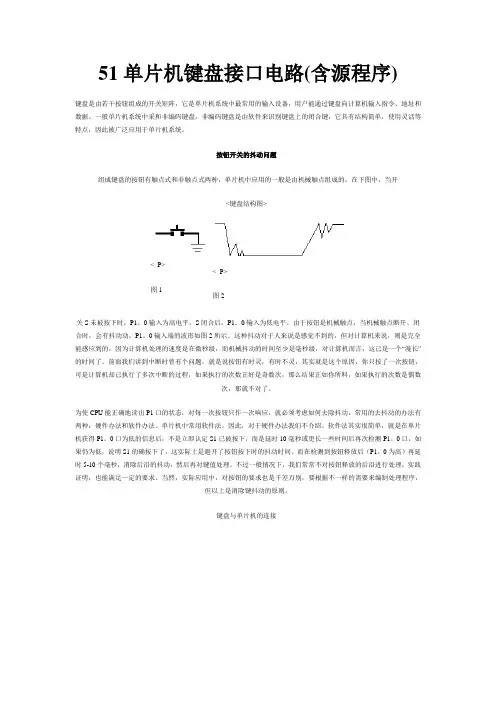 51单片机键盘接口电路(含源程序)