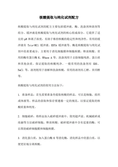 核酸提取与纯化试剂配方