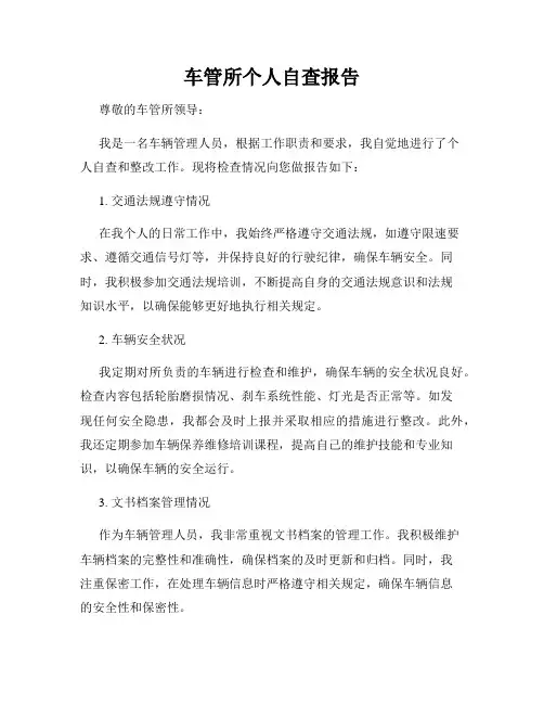 车管所个人自查报告