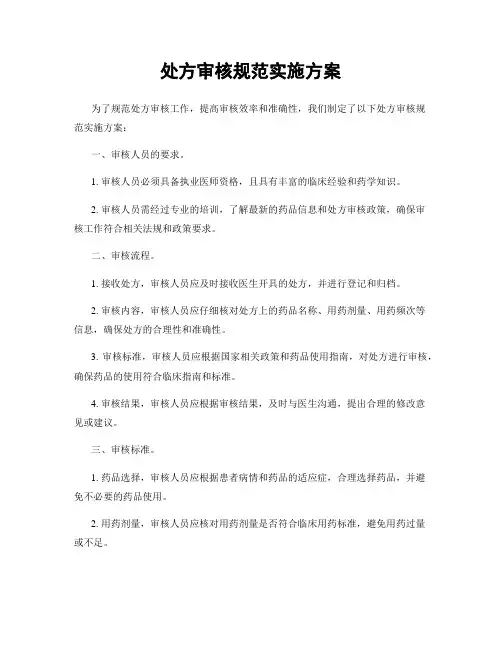 处方审核规范实施方案