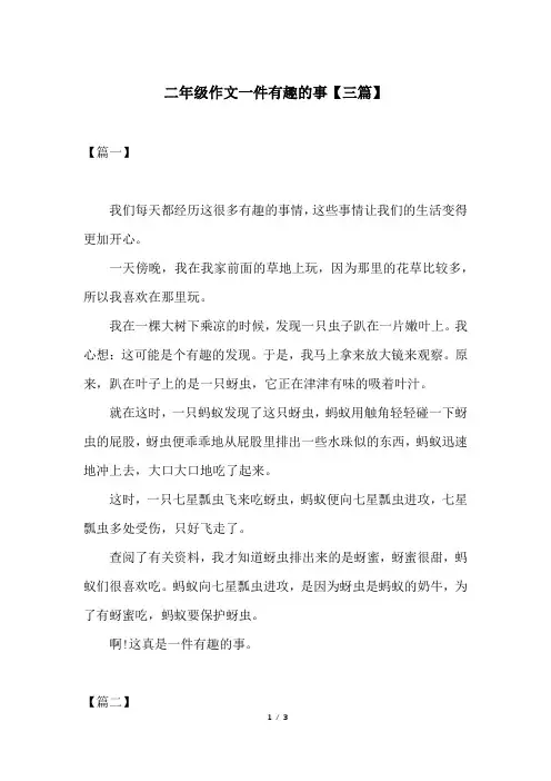 二年级作文一件有趣的事【三篇】