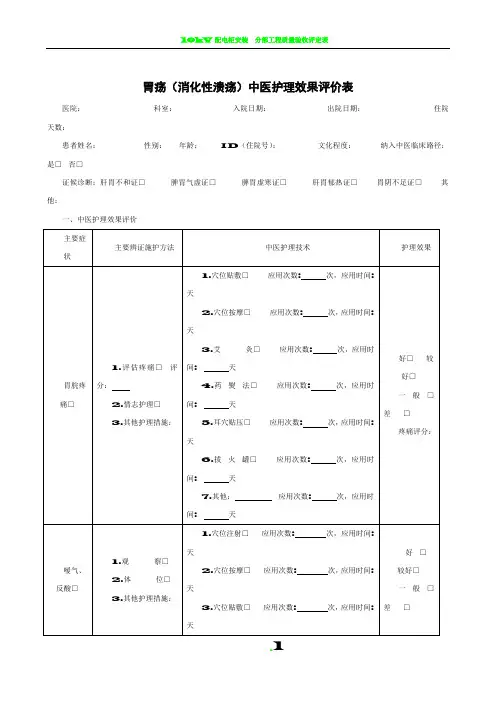 19个病种中医护理方案评价表