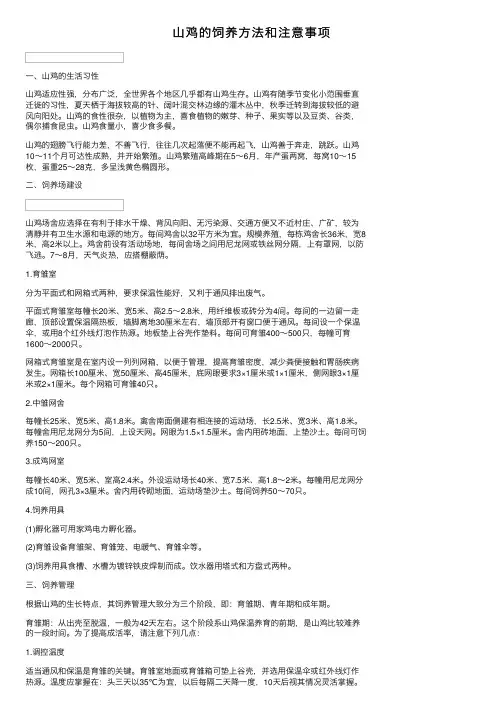 山鸡的饲养方法和注意事项