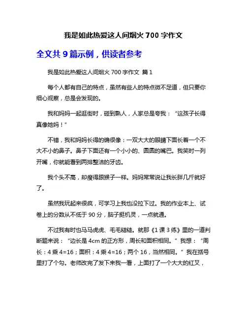 我是如此热爱这人间烟火700字作文