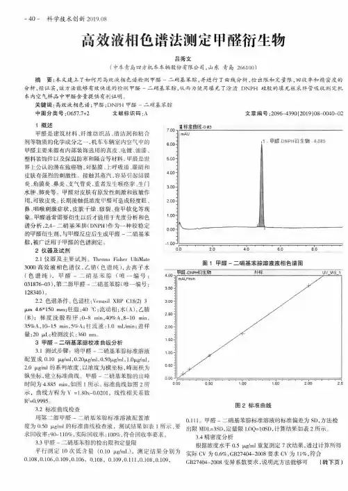 高效液相色谱法测定甲醛衍生物