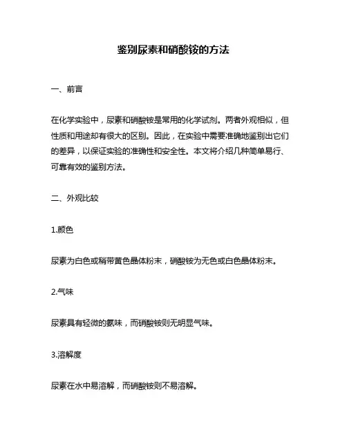 鉴别尿素和硝酸铵的方法