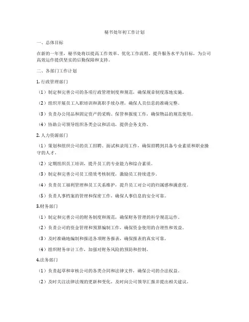 秘书处年初工作计划