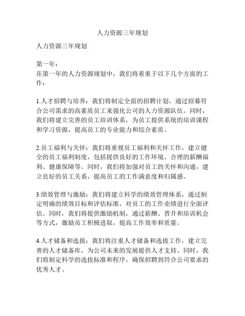 人力资源三年规划